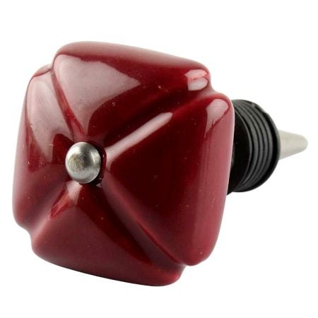 Solid Cherry Square Ceramic Wine Stopper
